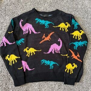 Forever 21 Black and Teal Patterned Sweater